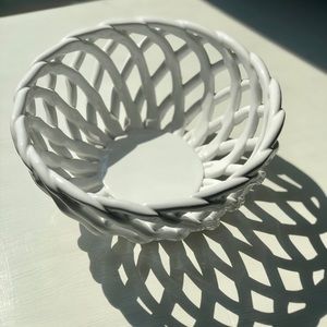 White Woven Ceramic Bowl